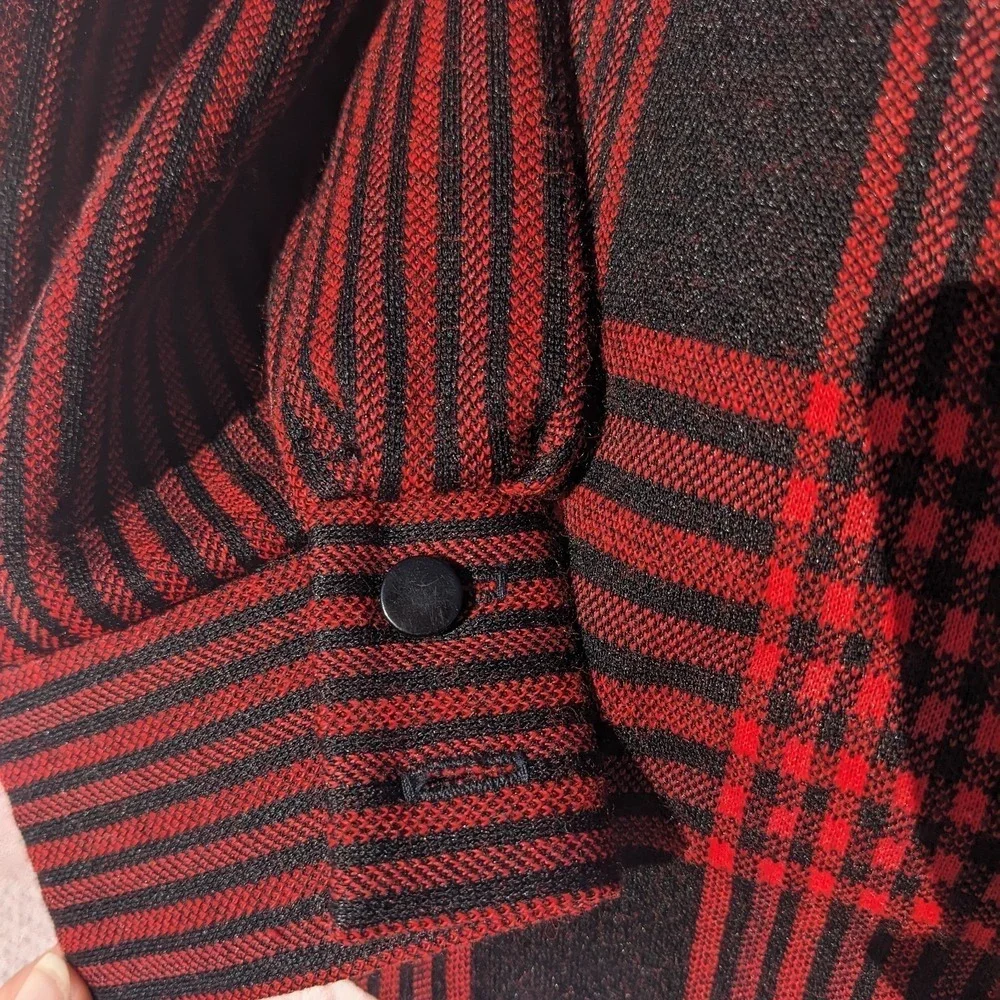 Vintage 70s Red Buffalo Plaid Button Up Shirt Jacket M Hunting Shacket Heritage